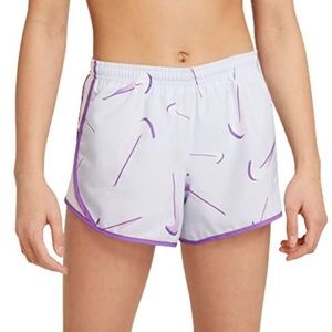 Nike Girls' Dri-FIT Tempo Swoosh Running Shorts (Large, purple/White)